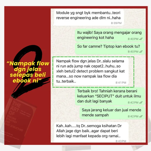 Testimoni nombor 2: nampak flow iklan dengan lebih jelas selepas membeli ebook